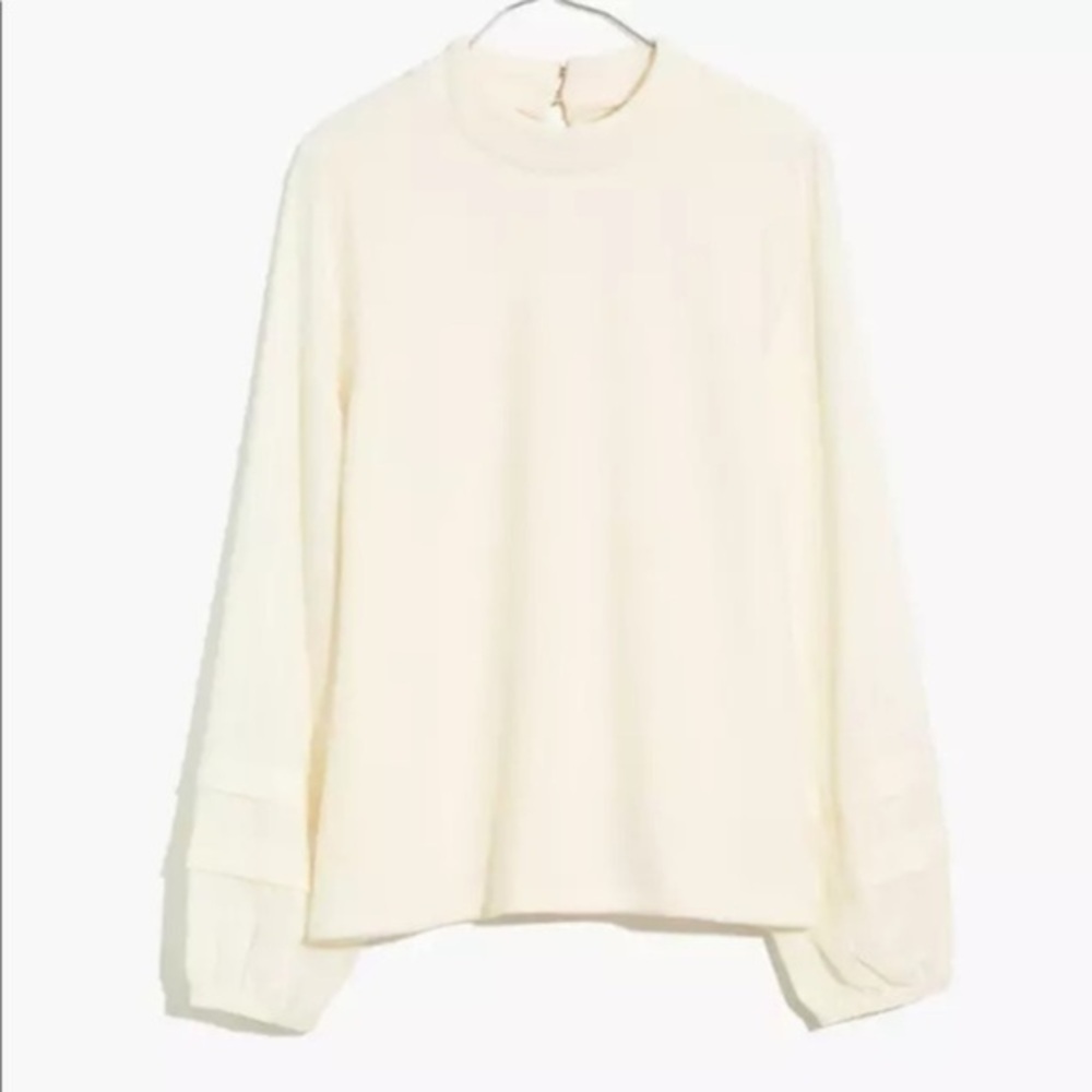 New Madewell Weavemix Mockneck Bubble Sleeve Top